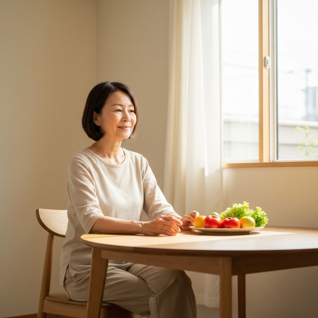 Persona observando su entorno alimentario cotidiano